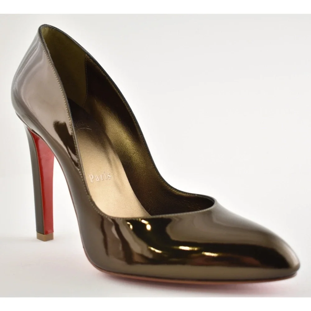 Christian Louboutin Fannylove 100 Bronzo Brown Metallic Leather Heel Pump 40